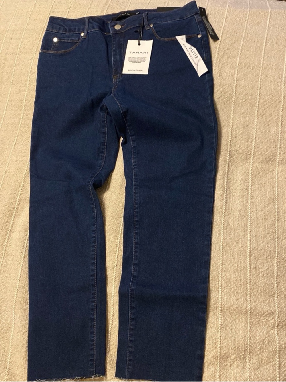 Tahari Dark Blue Straight-Leg Jeans